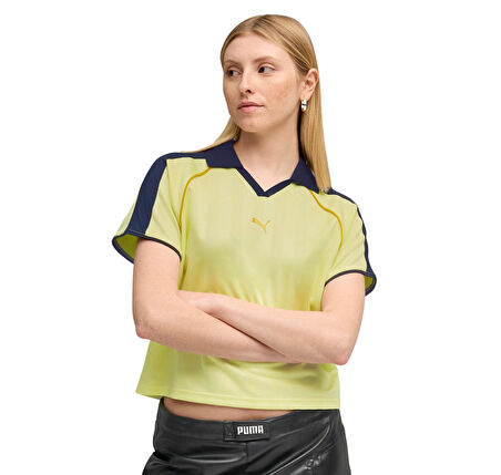 632157-35 Puma T7 Relaxed Football Jersey Kadın T-Shirt Sarı