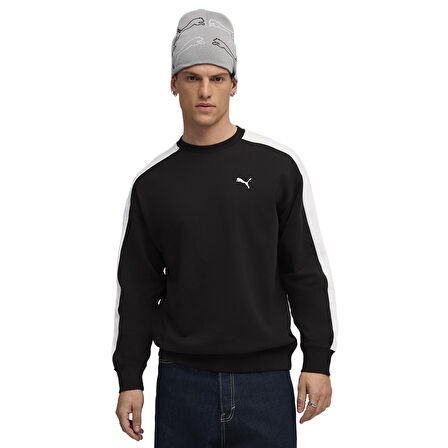 T7 Relaxed Crew Erkek Siyah Günlük Stil Sweatshirt 63343301