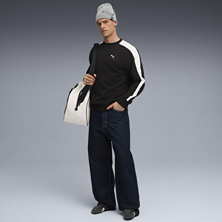 T7 Relaxed Crew Erkek Siyah Günlük Stil Sweatshirt 63343301