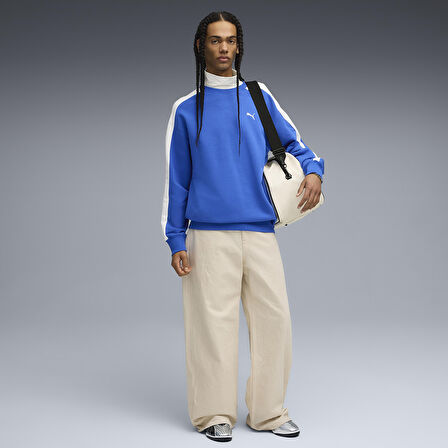 T7 Relaxed Crew Erkek Mavi Günlük Stil Sweatshirt 63343313