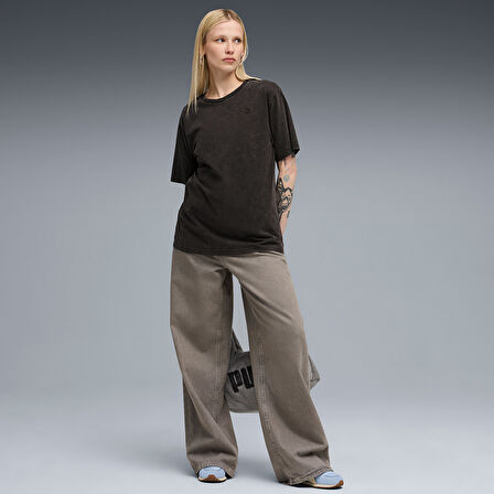 Ess Elevated Wash Tee Kadın Siyah Günlük Stil T-Shirt 68810201