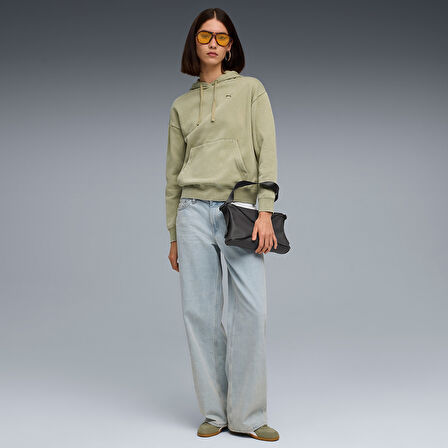 Ess Elevated Wash Hoodie Kadın Yeşil Günlük Stil Sweatshirt 68810382