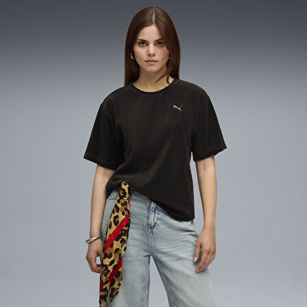 Puma Ess Elevated Velour Tee Kadın Yetişkin T-shirt
