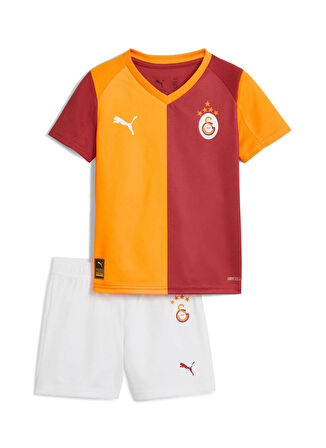 Puma Lastikli Bel Standart Turuncu - Kırmızı Erkek Çocuk Şort Takım 77983101-GSK Home Minikit w/o Socks