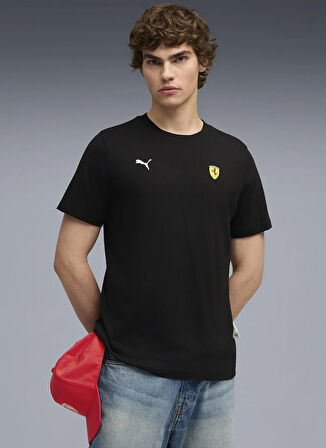 Puma 63278901 Ferrari Sportswear Car Gra Siyah Yuvarlak Yaka Regular Fit Düz Erkek T-Shirt