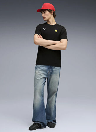Puma 63278901 Ferrari Sportswear Car Gra Siyah Yuvarlak Yaka Regular Fit Düz Erkek T-Shirt