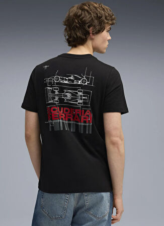 Puma 63278901 Ferrari Sportswear Car Gra Siyah Yuvarlak Yaka Regular Fit Düz Erkek T-Shirt