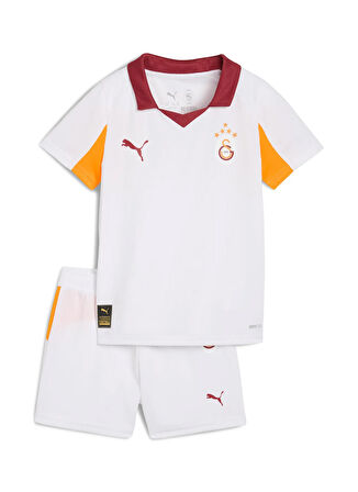 Puma Lastikli Bel Standart Beyaz - Turuncu Erkek Çocuk Şort Takım 77983202-GSK Away Minikit w/o Socks
