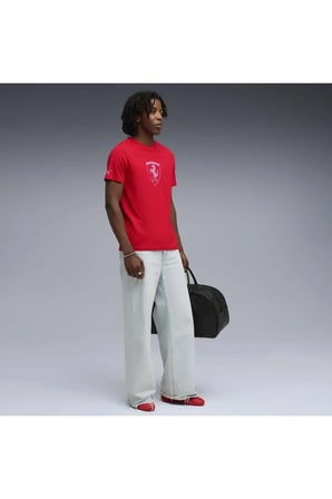 Ferrari Tonal Shield Tee Kırmızı Erkek T-Shirt