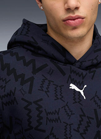 Puma 68953604 teamJAWS Post Game Hoodie Lacivert Kapüşon Yaka Regular Fit Baskılı Erkek Sweatshırt