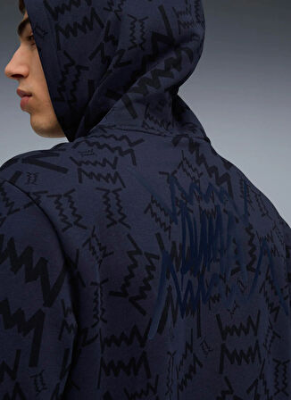 Puma 68953604 teamJAWS Post Game Hoodie Lacivert Kapüşon Yaka Regular Fit Baskılı Erkek Sweatshırt