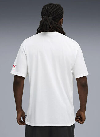 Puma 63289101 Hoopaverse Tee 3 PUMA Whit Beyaz Yuvarlak Yaka Regular Fit Baskılı Erkek T-Shirt