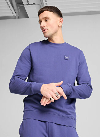 Puma 69089546 ESS ELEVATED Crew TR Mor Yuvarlak Yaka Regular Fit Düz Erkek Sweatshırt