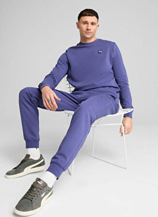 Puma 69089546 ESS ELEVATED Crew TR Mor Yuvarlak Yaka Regular Fit Düz Erkek Sweatshırt