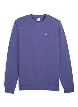 Puma 69089546 ESS ELEVATED Crew TR Mor Yuvarlak Yaka Regular Fit Düz Erkek Sweatshırt