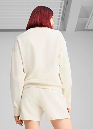 Puma 69089899 ESS ELEVATED Comfort Crew Krem Yuvarlak Yaka Regular Fit Düz Kadın Sweatshırt