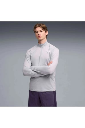 RUN VELOTY CLDSPN 1/4 ZIP M Gri Erkek Sweatshirt