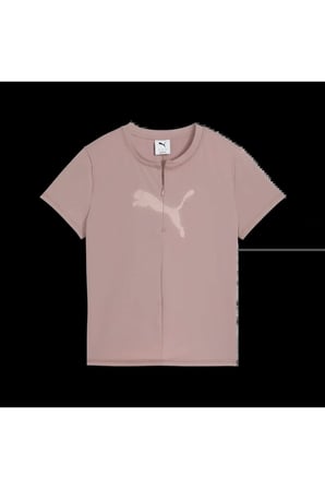DARE TO Slim Graphic Tee Pembe Kadın Fermuar Detaylı Dar Kesim T-Shirt