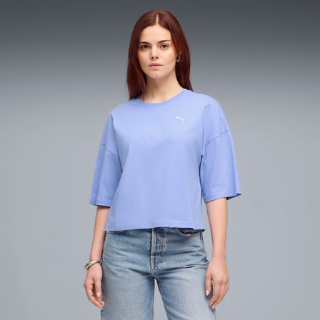 Puma Wardrobe Essentials Oversized  Kadın Mor T-Shirt