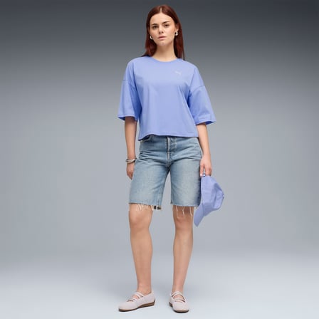 Puma Wardrobe Essentials Oversized  Kadın Mor T-Shirt