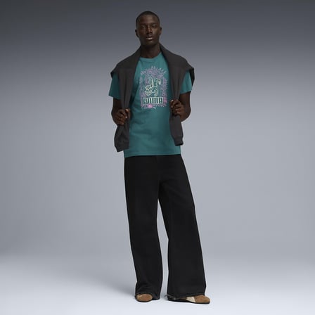 Graphic Erkek Yeşil Günlük Stil T-Shirt 63444160
