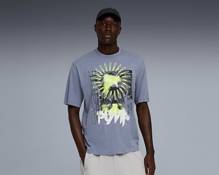 Puma Graphic Tee Erkek Günlük Tişört 63444265 Gri