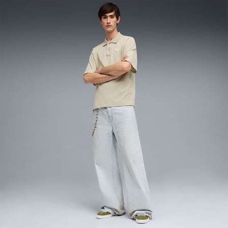 Puma Erkek Polo Yaka Tişört Wardrobe Essentials Boxy Waffle