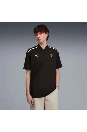 Ferrari Premium CS POLO Erkek Siyah T-Shirt & Polo
