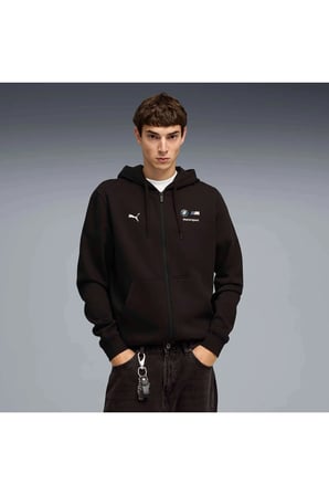 BMW MMS Ess Fleece Jacket Siyah Erkek Fermuarlı Kapüşonlu Sweatshirt
