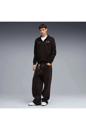 BMW MMS Ess Fleece Jacket Siyah Erkek Fermuarlı Kapüşonlu Sweatshirt