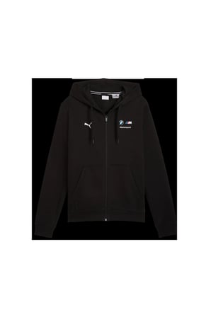 BMW MMS Ess Fleece Jacket Siyah Erkek Fermuarlı Kapüşonlu Sweatshirt