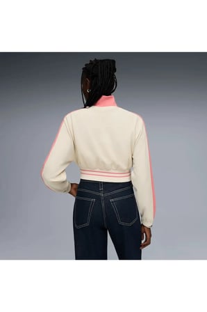 T7 Pique Cropped Jacket Pembe Kadın Crop Ceket