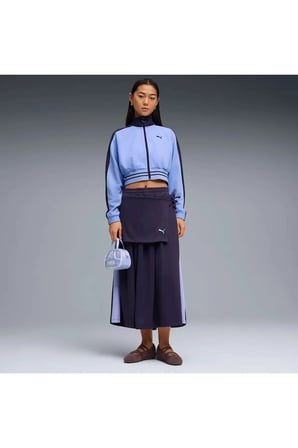 T7 Pique Cropped Jacket Mavi Kadın Crop Ceket