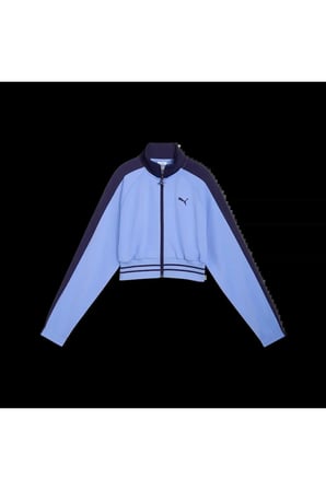 T7 Pique Cropped Jacket Mavi Kadın Crop Ceket