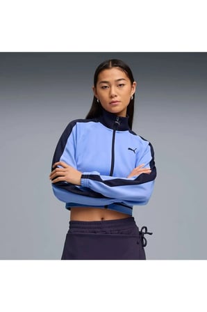 T7 Pique Cropped Jacket Mavi Kadın Crop Ceket