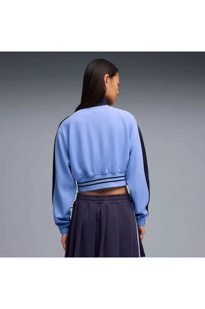 T7 Pique Cropped Jacket Mavi Kadın Crop Ceket