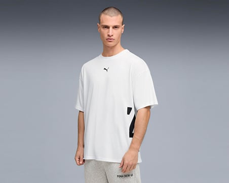 Puma M Graphic Oversized Tee Erkek Antrenman Tişörtü 52852802 Beyaz