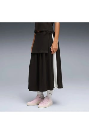 T7 Midi Pleated Skirt Siyah Kadın Elbise-Etek