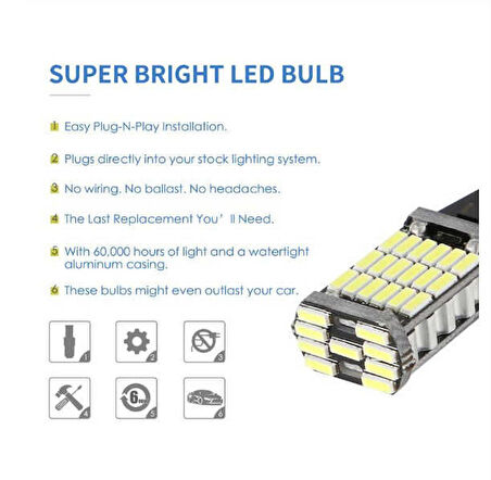 T15 W16W Canbus 45 Smd led Beyaz Renk Geri Vites Park Ampülü 2 Adet