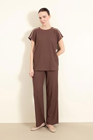 Bürümcük Pantolon Wide Leg Geniş Bol Paça Esnek Belli