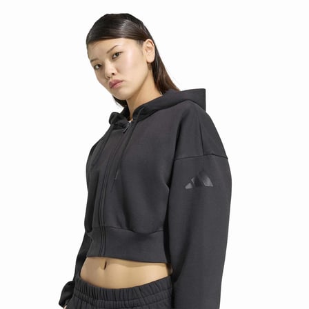 KF6245-K adidas W Sl+ Fl Fz Hd Kadın Sweatshirt Siyah