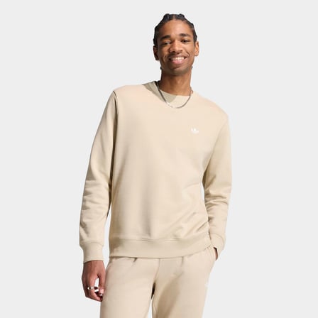 adidas trefoil essentials crew french terry erkek krem sweatshirt