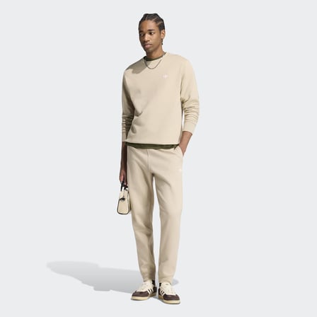 adidas trefoil essentials crew french terry erkek krem sweatshirt
