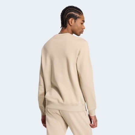 adidas trefoil essentials crew french terry erkek krem sweatshirt
