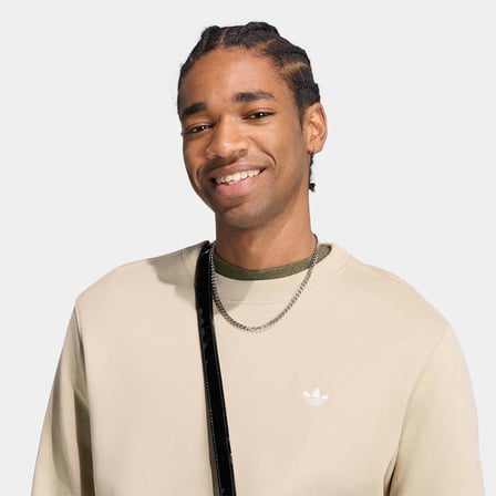 adidas trefoil essentials crew french terry erkek krem sweatshirt