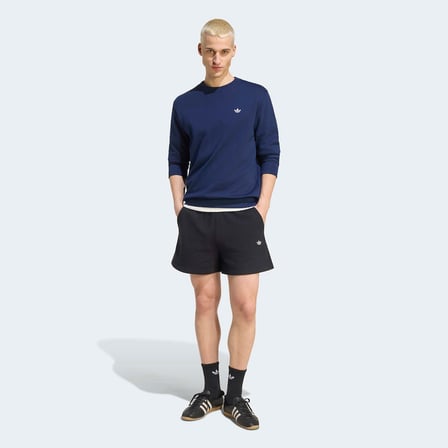 adidas trefoil essentials crew french terry erkek mavi sweatshirt