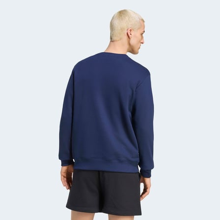 adidas trefoil essentials crew french terry erkek mavi sweatshirt