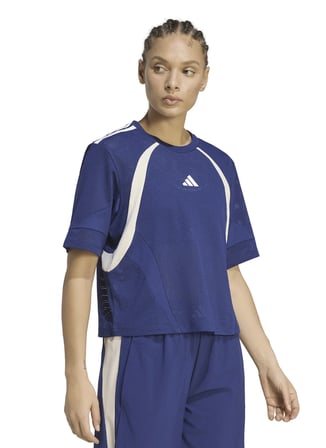 Adidas KQ5753 HYG T-SHIRT DNA Mavi Bisiklet Yaka Baskılı Kadın T-Shirt