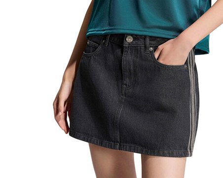 Adidas MID RISE DENIM SKIRT Kadın Günlük Etek KQ6485 Siyah