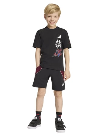 Adidas Siyah Erkek Çocuk Desenli Şort Takım KG6139 LK MRVL SM TSET